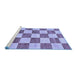 Sideview of Machine Washable Checkered Blue Modern Rug, wshabs94blu