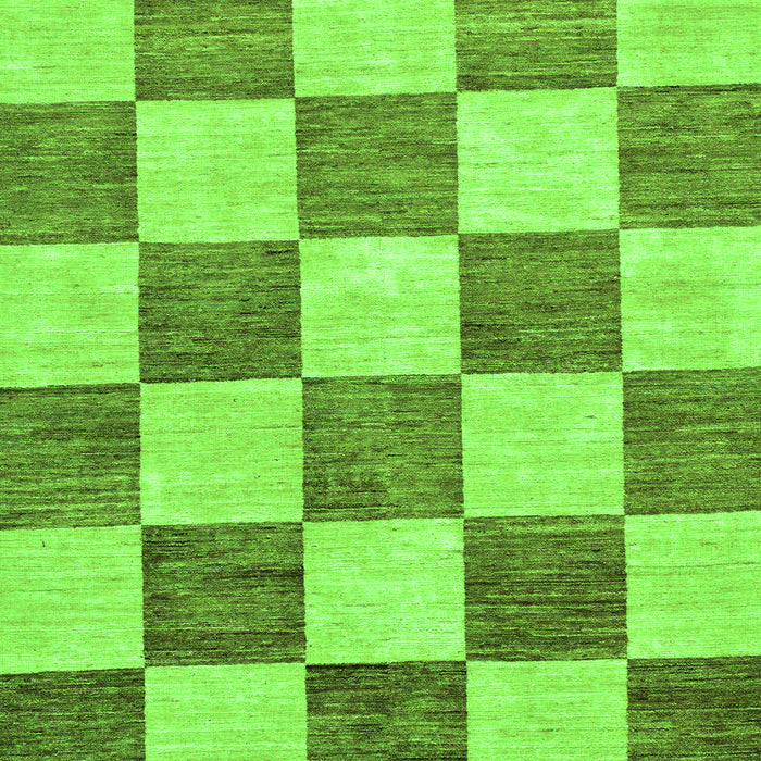 Machine Washable Checkered Green Modern Area Rugs, wshabs94grn
