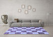 Machine Washable Checkered Blue Modern Rug in a Living Room, wshabs94blu