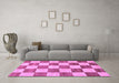 Machine Washable Checkered Purple Modern Area Rugs in a Living Room, wshabs94pur