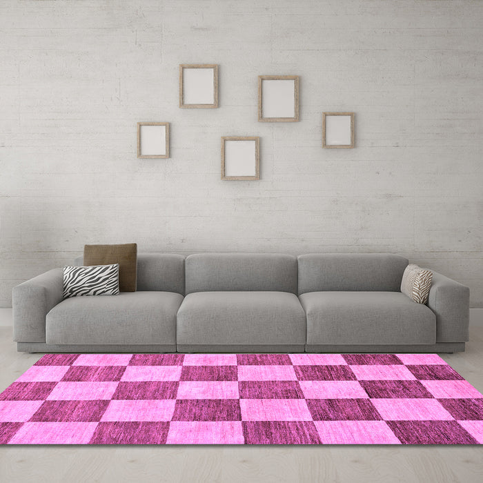 Machine Washable Checkered Purple Modern Area Rugs in a Living Room, wshabs94pur