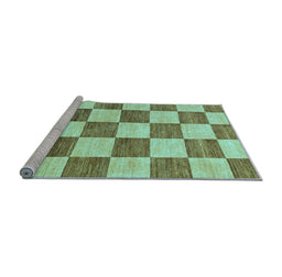 Sideview of Machine Washable Checkered Light Blue Modern Rug, wshabs94lblu