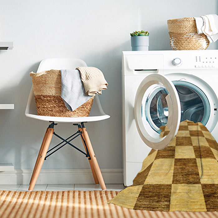 Machine Washable Abstract Sedona Brown Rug in a Washing Machine, wshabs94