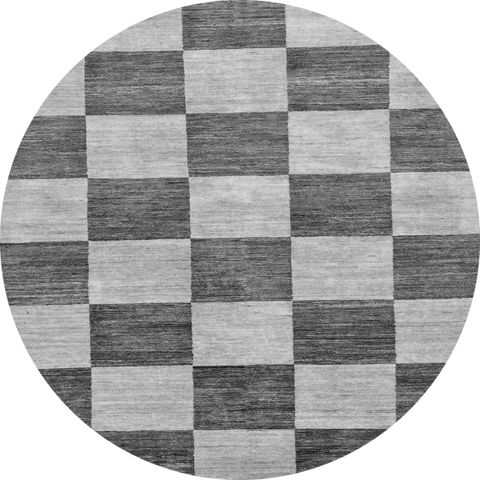Round Checkered Gray Modern Rug, abs94gry