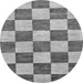 Round Checkered Gray Modern Rug, abs94gry