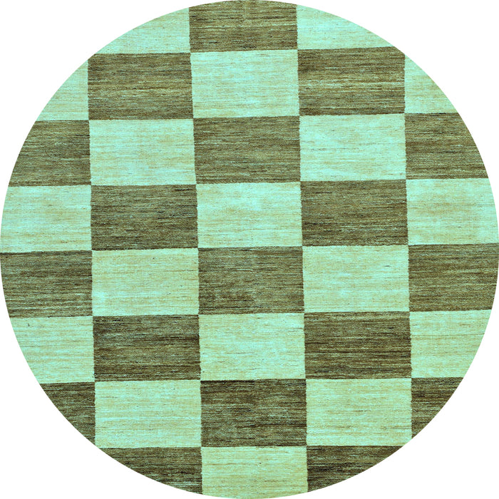 Round Checkered Light Blue Modern Rug, abs94lblu