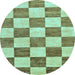 Round Checkered Light Blue Modern Rug, abs94lblu