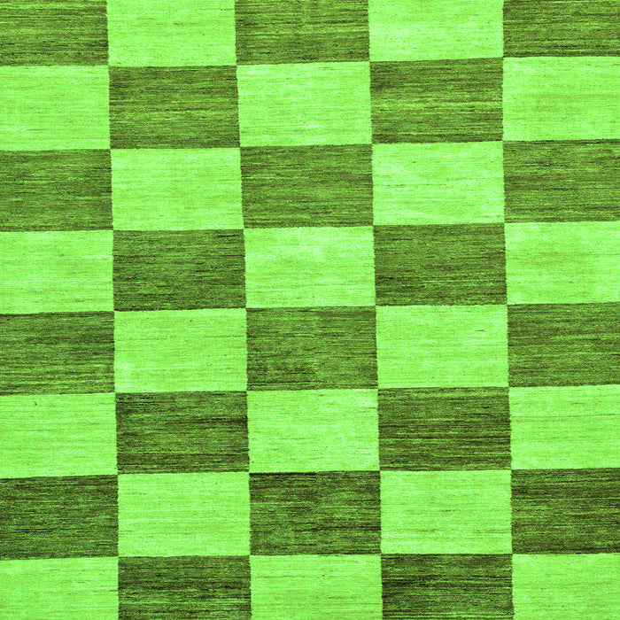 Square Machine Washable Checkered Green Modern Area Rugs, wshabs94grn