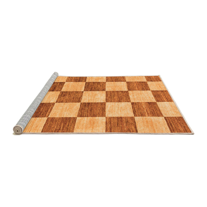 Sideview of Machine Washable Checkered Orange Modern Area Rugs, wshabs94org