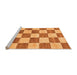 Sideview of Machine Washable Checkered Orange Modern Area Rugs, wshabs94org