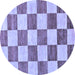 Round Machine Washable Checkered Blue Modern Rug, wshabs94blu