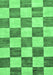 Machine Washable Checkered Emerald Green Modern Area Rugs, wshabs94emgrn