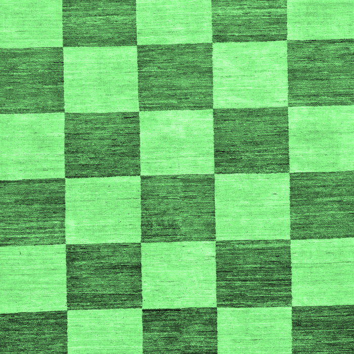 Machine Washable Checkered Emerald Green Modern Area Rugs, wshabs94emgrn