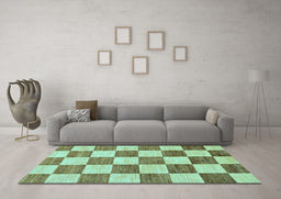 Machine Washable Checkered Light Blue Modern Rug in a Living Room, wshabs94lblu