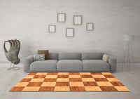 Machine Washable Checkered Orange Modern Rug, wshabs94org