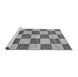 Sideview of Machine Washable Checkered Gray Modern Rug, wshabs94gry