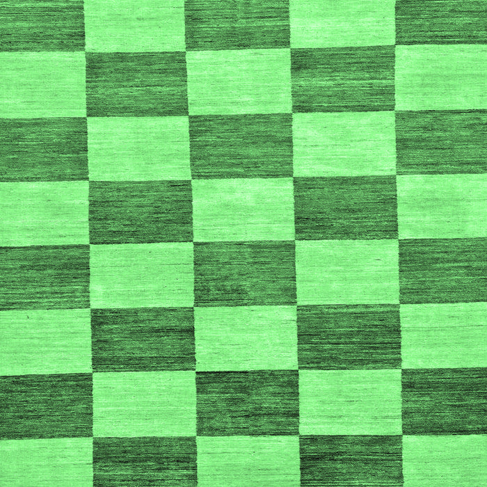 Square Machine Washable Checkered Emerald Green Modern Area Rugs, wshabs94emgrn