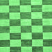 Square Machine Washable Checkered Emerald Green Modern Area Rugs, wshabs94emgrn