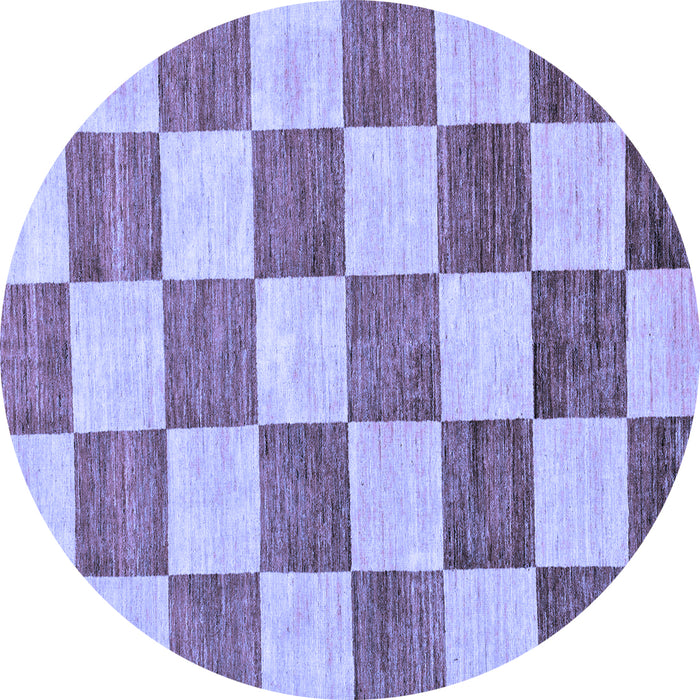 Round Checkered Blue Modern Rug, abs94blu
