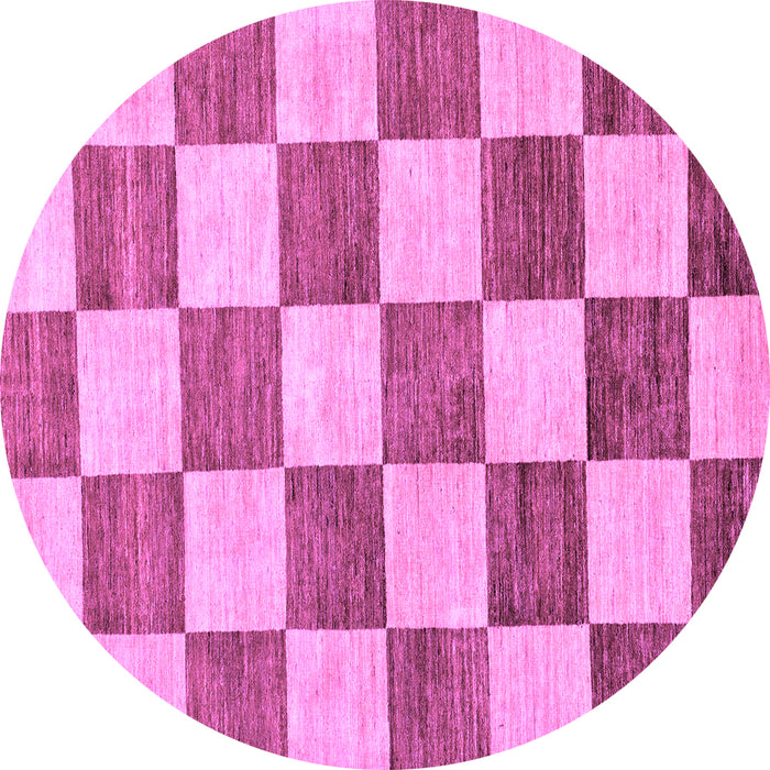 Round Checkered Purple Modern Rug, abs94pur