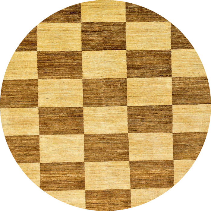 Round Abstract Sedona Brown Checkered Rug, abs94