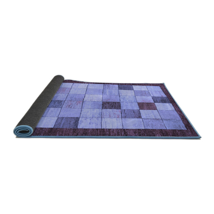 Sideview of Checkered Blue Modern Rug, abs950blu