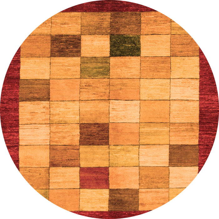 Round Machine Washable Checkered Orange Modern Area Rugs, wshabs950org