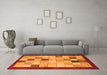 Machine Washable Checkered Orange Modern Area Rugs in a Living Room, wshabs950org