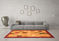 Machine Washable Checkered Orange Modern Rug, wshabs950org