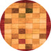 Round Checkered Orange Modern Rug, abs950org