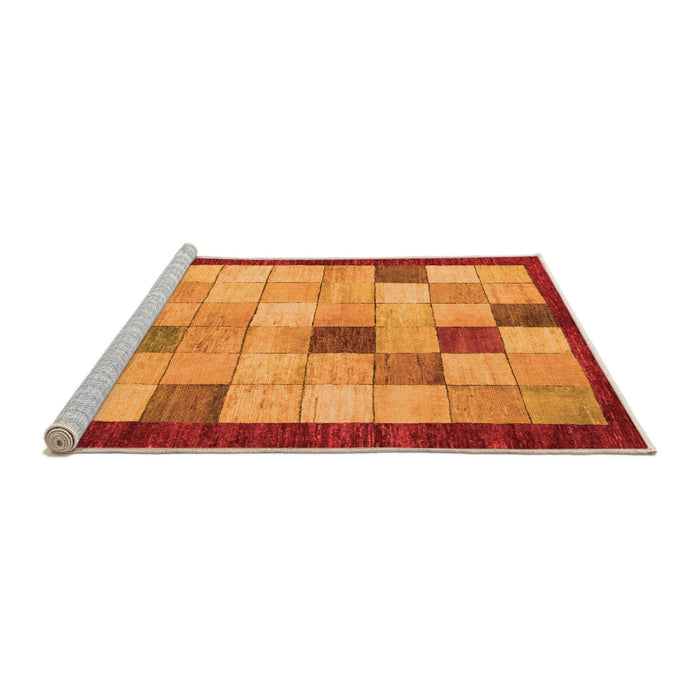 Sideview of Machine Washable Checkered Orange Modern Area Rugs, wshabs950org