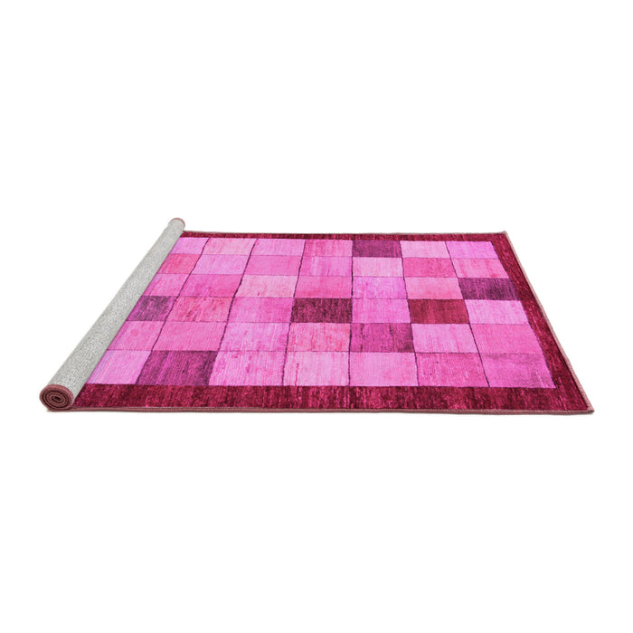 Sideview of Machine Washable Checkered Pink Modern Rug, wshabs950pnk