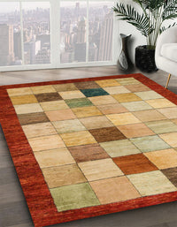 Abstract Orange Checkered Rug, abs950