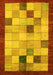 Machine Washable Checkered Yellow Modern Rug, wshabs950yw