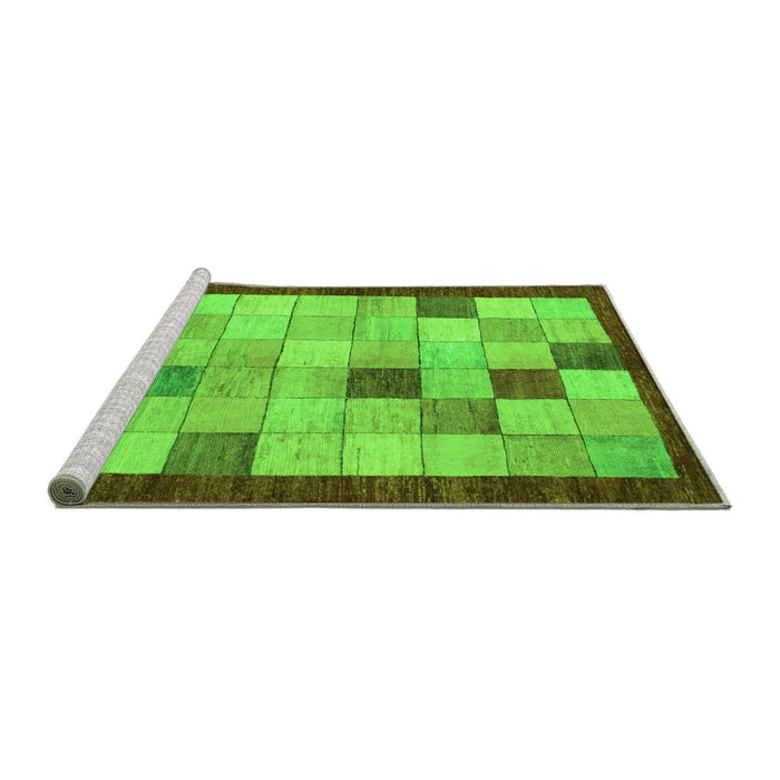 Sideview of Machine Washable Checkered Green Modern Area Rugs, wshabs950grn