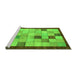 Sideview of Machine Washable Checkered Green Modern Area Rugs, wshabs950grn