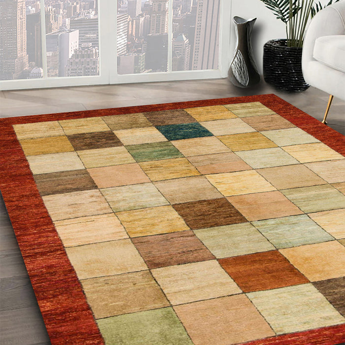 Machine Washable Abstract Orange Rug in a Family Room, wshabs950