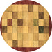 Round Checkered Brown Modern Rug, abs950brn