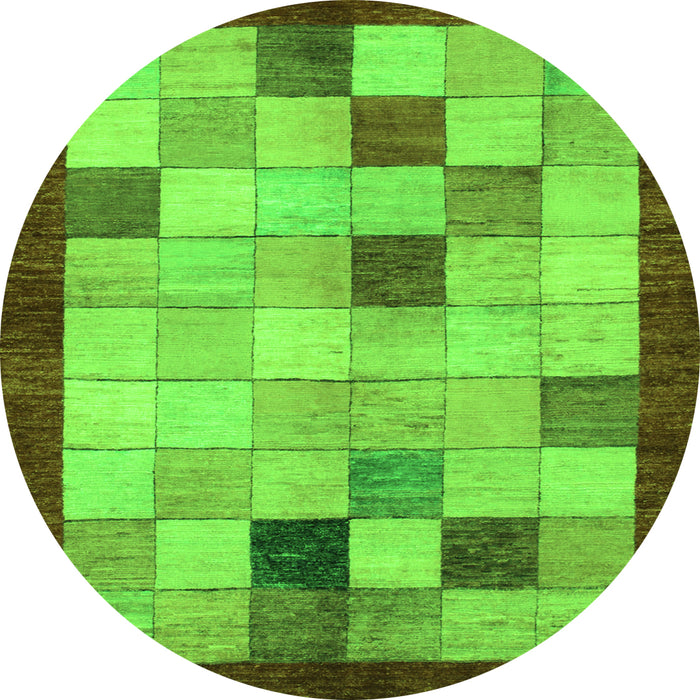 Round Checkered Green Modern Rug, abs950grn