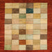 Square Abstract Orange Checkered Rug, abs950