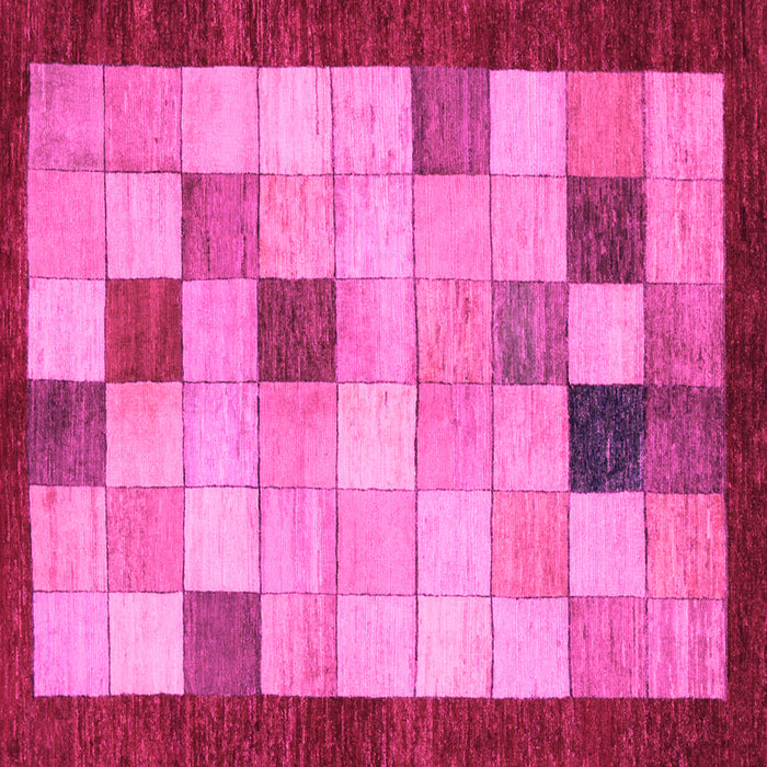 Square Machine Washable Checkered Pink Modern Rug, wshabs950pnk