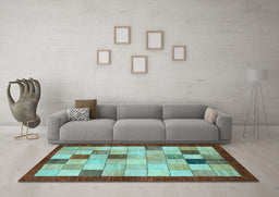 Machine Washable Checkered Light Blue Modern Rug in a Living Room, wshabs950lblu