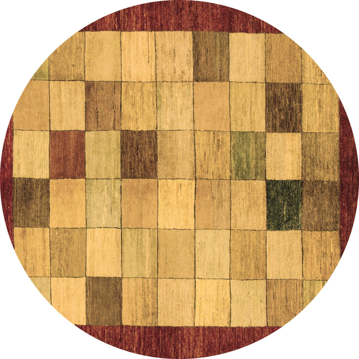 Round Machine Washable Checkered Brown Modern Rug, wshabs950brn