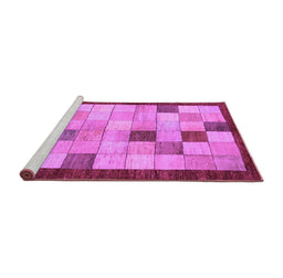 Sideview of Machine Washable Checkered Purple Modern Area Rugs, wshabs950pur