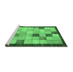 Sideview of Machine Washable Checkered Emerald Green Modern Area Rugs, wshabs950emgrn