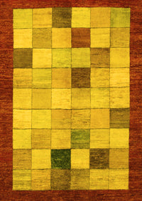 Checkered Yellow Modern Rug, abs950yw