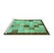 Sideview of Machine Washable Checkered Turquoise Modern Area Rugs, wshabs950turq