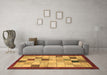 Machine Washable Checkered Brown Modern Rug in a Living Room,, wshabs950brn