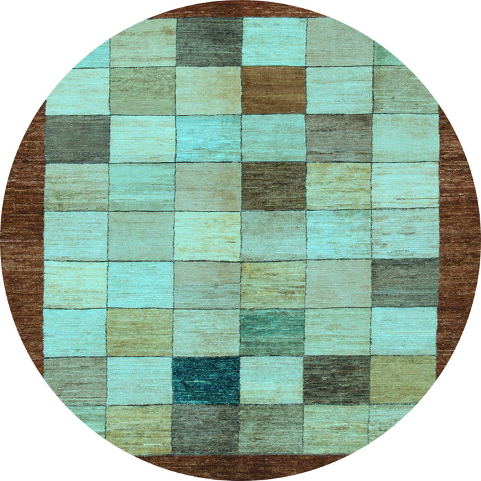 Round Checkered Light Blue Modern Rug, abs950lblu
