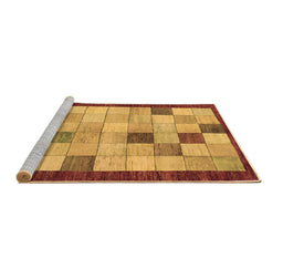 Sideview of Machine Washable Checkered Brown Modern Rug, wshabs950brn